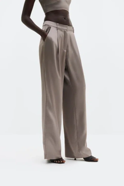 Malina Sarah Wide-leg Satin Pants In Gray