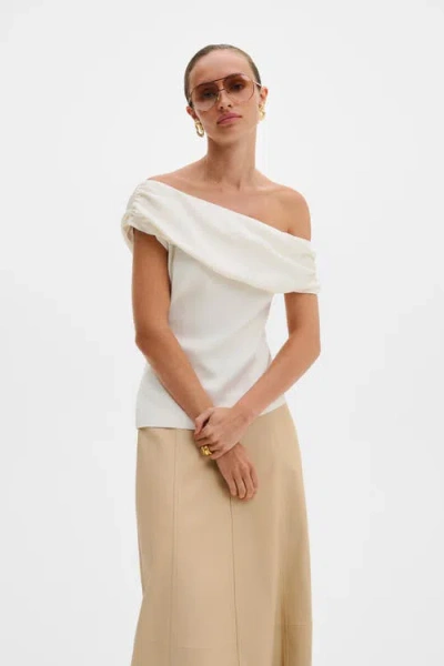 Malina Seleah Draped Asymmetrical Top In White