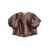 Malina Puff-sleeve Top In Brown