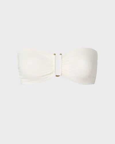Malina Signature Gold Embellished Bandeau Bikini Top Vanilj In White
