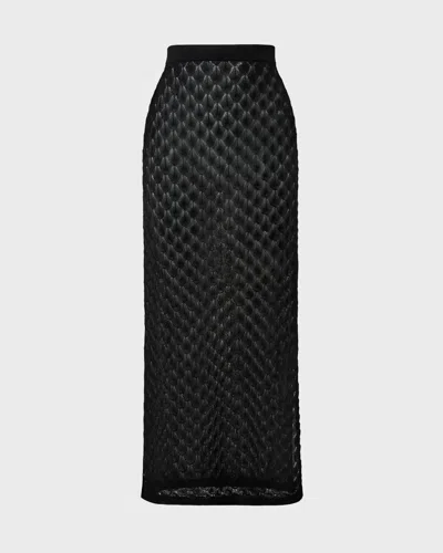 Malina Kjol Fannie Pointelle Knitted Maxi In Black