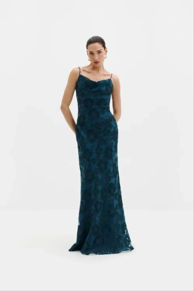 Malina Sorelle Lace Slip Maxi Dress In Blue