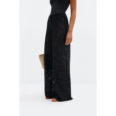 Malina Stacey Wide-leg Lace Pants In Black
