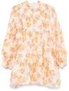 Malina Womens Pernilla Balloon-sleeve Satin Blouse Cream Peony In 中性色