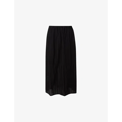 Malina Womens Black Tamara Embroidered-pattern Cotton Midi Skirt