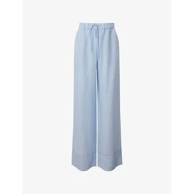 Malina Womens Pastel Blue Maisie Wide-leg Linen-blend Trousers