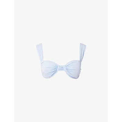 Malina Womens Pastel Blue Sirine Balconette Stretch-recycled-nylon Bikini Top