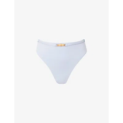 Malina Womens Pastel Blue Sirine High-rise Stretch-recycled-nylon Bikini Bottoms