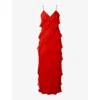 Malina Womens Summer Red Cecily Ruffled Woven Maxi Dress In Summer Red