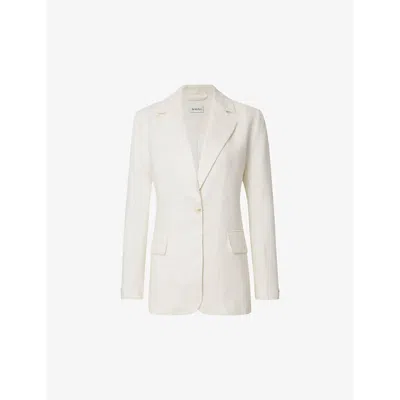 Malina Womens White Vera Single-breasted Linen Blazer