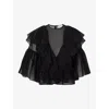 Malina Womens  Alexia Frilled Organza Blouse In Black