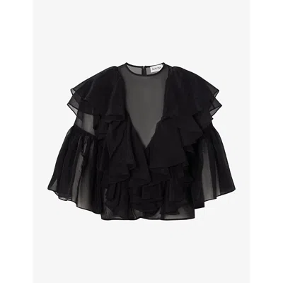 Malina Womens  Alexia Frilled Organza Blouse In Black