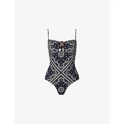 Malina Womens Mandy Bamboo-ring Bandeau Swimsuit Bandana Xs