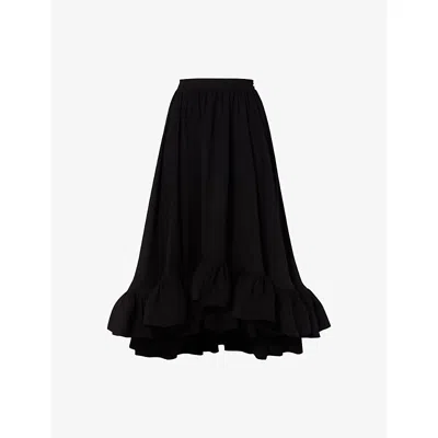 Malina Womens  Adriana Frilled-hem Woven Midi Skirt In Black