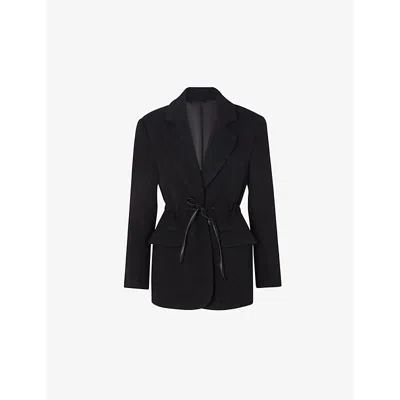 Malina Womens  Elodie Drawstring Wool-blend Blazer In Black