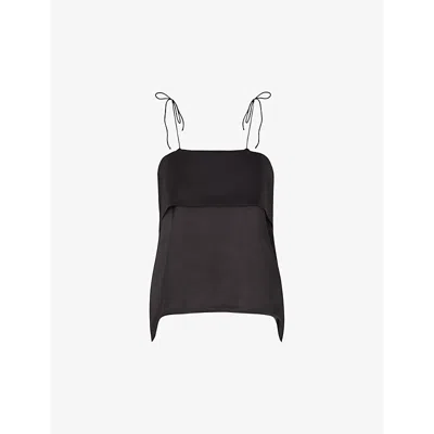Malina Womens  Mette Back-slit Woven Top In Black
