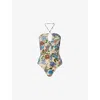 Malina Womens Idalia Halterneck Cut-out Swimsuit Botanic Florals In Botanic Florals