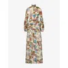Malina Womens Botanic Florals Thalia Draped-waist Woven Maxi Dress In Botanic Florals