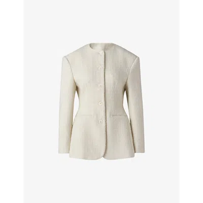 Malina Womens  Carol Fitted Round-neck Wool-blend Blazer In Vanilla