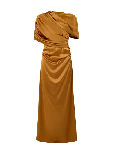 Malina Womens Cassia Draped Fitted Maxi Dress In Orange