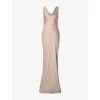 Malina Womens Champagne Leah Cowl-neck Satin Maxi Dress Xl In Champagne