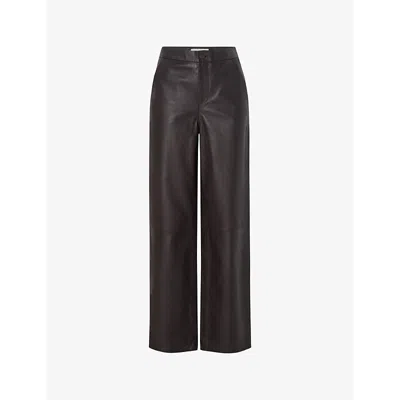 Malina Womens  Felise Slip-pocket Wide-leg High-rise Leather Trousers In Chocolate