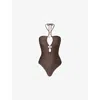 Malina Womens Idalia Bandeau Cut-out Stretch-woven Swimsuit Chocolate