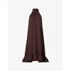 Malina Womens Chocolate Sabrina Halter-neck Ruffled Woven Midi Dress In Brown