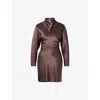 Malina Womens Chocolate Zora Draped Satin Mini Dress In Brown