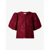 Malina Womens Cleo Pouf-sleeve Satin Blouse Deep Red In Deep Red