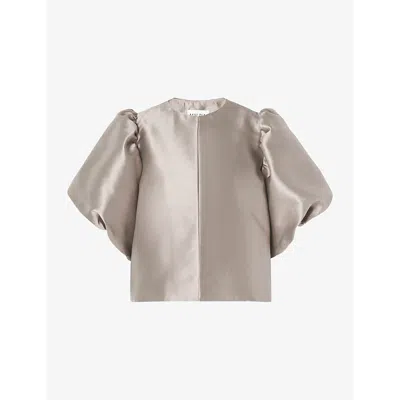 Malina Womens  Cleo Puff-sleeve Satin Blouse In Steel Grey