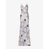 Malina Womens Cornelia Mosaic-print Satin Slip Maxi Dress In Mosaic