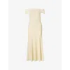 Malina Womens Cream Althena Off-shoulder Knitted Maxi Dress In Cream