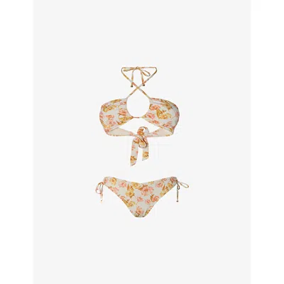 Malina Womens  Blanka Floral-print Side-tie Bikini Bottoms