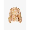 Malina Womens Pernilla Balloon-sleeve Satin Blouse Cream Peony In Cream Peony