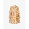 Malina Womens Pernilla Balloon-sleeve Satin Blouse Cream Peony In Cream Peony