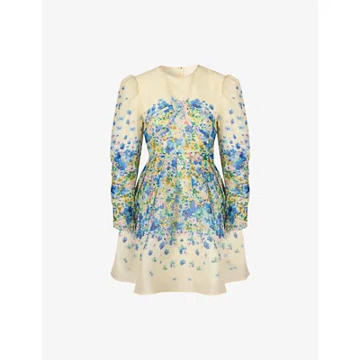 Malina Womens Ditsy Leoni Floral-print Silk-blend Mini Dress In Multicolor