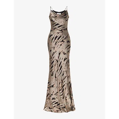 Malina Womens  Harley Cowl-neck Satin Maxi Dre In Dusk