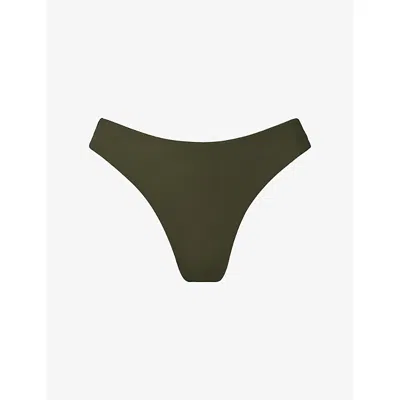 Malina Womens Dusty Olive Leana Low-rise Bikini Bottoms In Green