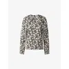 Malina Womens Evie Graphic-print Pleated-neck Satin Blouse Peony In Peony