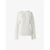 Malina Womens Evie Pleated-neck Flared-cuff Satin Blouse Vanilla In Vanilla