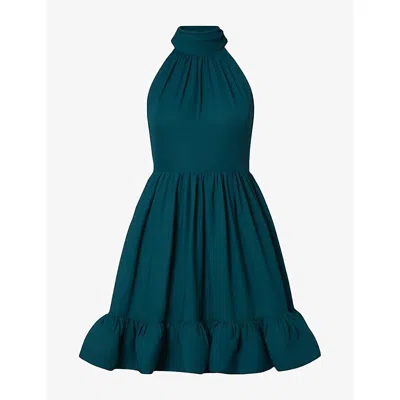 Malina Womens Fern Ruffled-hem Woven Mini Dress Teal