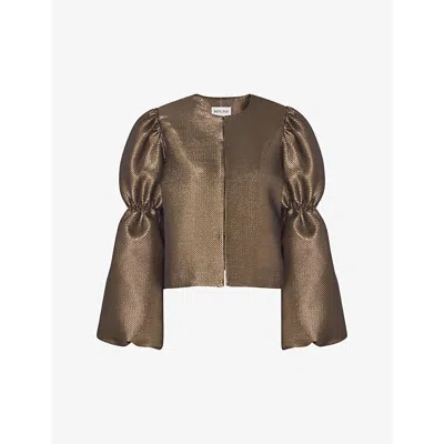 Malina Womens  Zoey Puff-sleeve Satin Blouse In Gold Metallic
