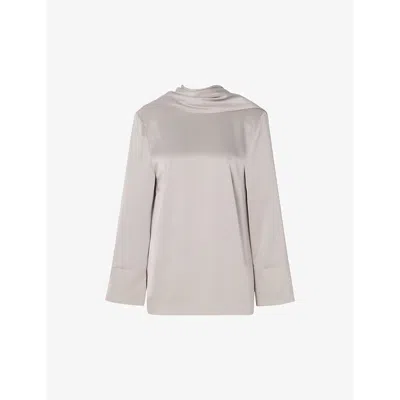 Malina Womens  Joline Draped-back Satin Blouse In Steel Grey