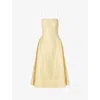 Malina Womens Lemon Calista Exaggerated-hip Satin Midi Dress In Lemon