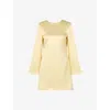 Malina Womens Lemon Elna Bow-trim Satin Mini Dress In Lemon