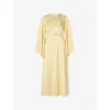 Malina Womens Lemon Isadora Wide-sleeve Satin Midi Dress In Lemon