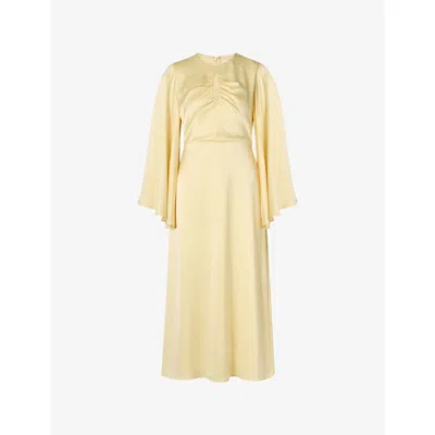 Malina Womens Lemon Isadora Wide-sleeve Satin Midi Dress