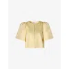 Malina Womens Serena Pouf-sleeve Satin Blouse Lemon In Lemon