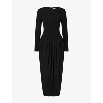 Malina Womens Lexie Balloon-skirt Woven Midi Dress Black
